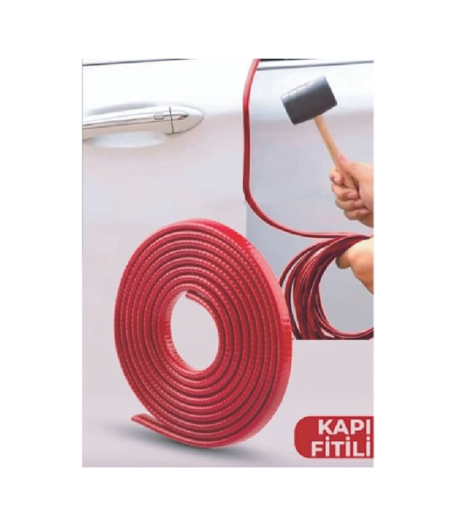 Oto Araç Kapı Koruma Fitili 5 Metre Kırmızı Çarpma Çizilme Önleyici Fitil