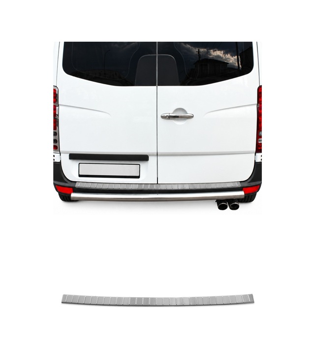 Mercedes Sprinter W906 / Vw Crafter 2006-2018 Uyumlu Krom Arka Tampon Eşiği P.çelik Taşlı Mat