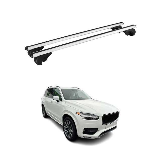 Volvo Xc90 Iı Facelift Öncesi 2015-2019 Arası Uyumlu Port Bagaj Taşıyıcı Ara Atkı Alüminyum Gümüş 2 Parça