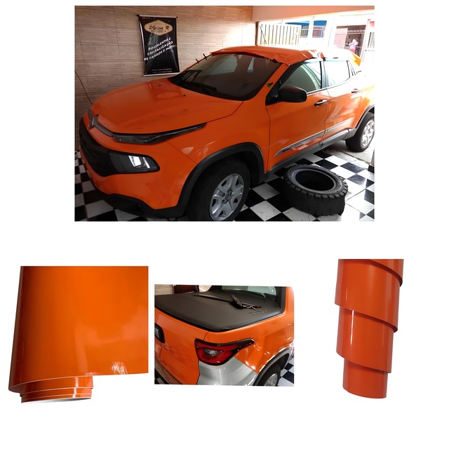 Turuncu Renk Dayanıklı Araç Motor Mobilya Folyosu 126cm X 200 Cm
