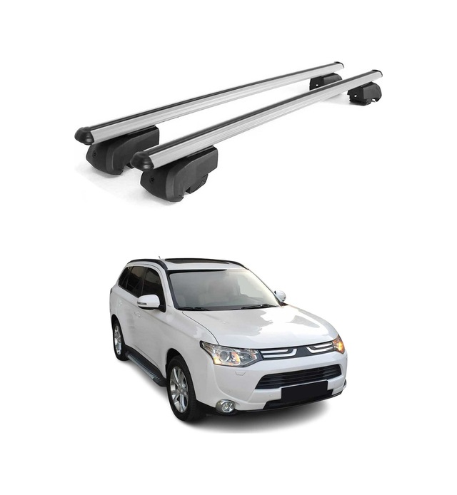 Mitsubishi Outlander Iıı 2012-2021 Arası Uyumlu Port Bagaj Taşıyıcı Ara Atkı Alüminyum Gümüş 2 Parça