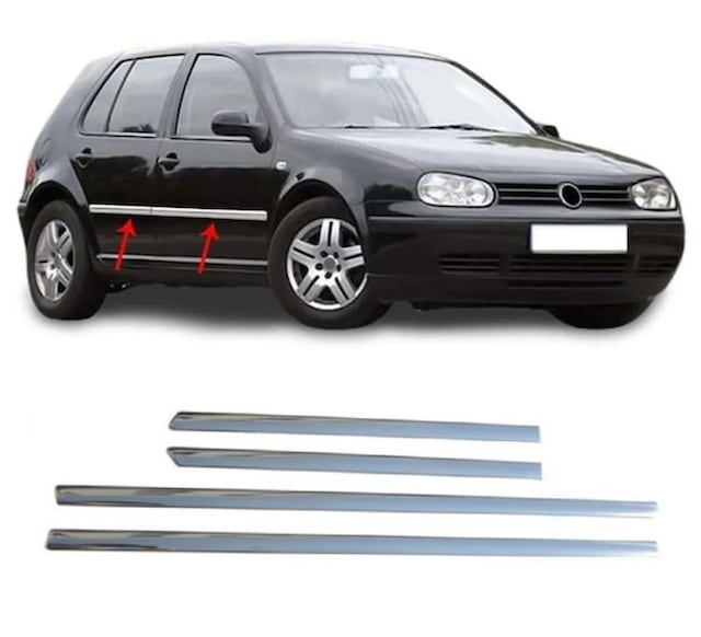 Vw Golf 4 Hb 1998-2004 Arası Krom Yan Kapı Çıta 4 Prç P.çelik
