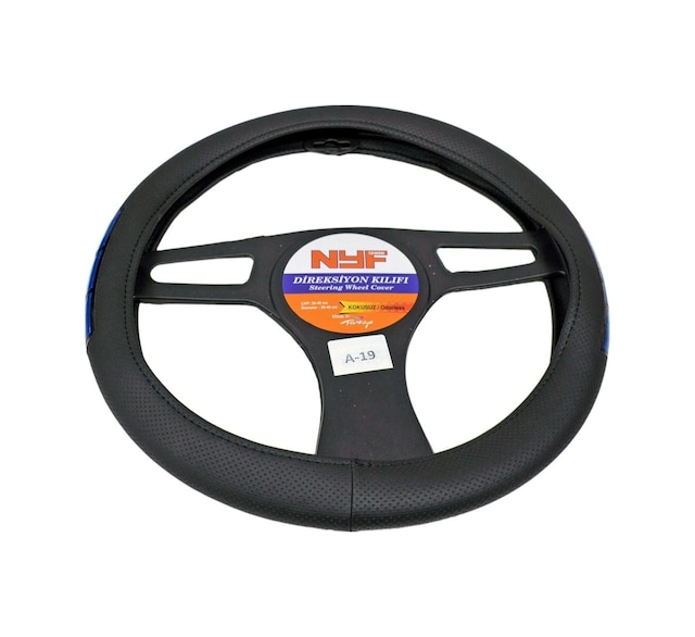 Nyf A-19 Geçmeli Direksiyon Kılıfı Fosforlu Siyah Dama Mavi 38 Cm