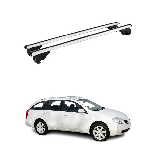 Nissan Primera Iıı 2001-2008 Arası Uyumlu Port Bagaj Taşıyıcı Ara Atkı Alüminyum Gümüş 2 Parça