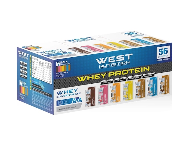 West Nutrition Whey Protein Tozu 56 Servis Saşe Mix Aroma