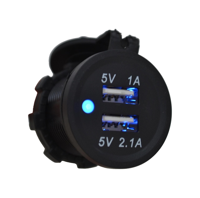 12v 24v Dc Usb 2.1a Şarj Port Işıklı Yuvarlak