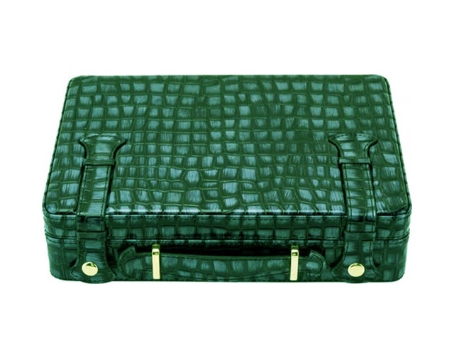 Croco Desen Seyahat Puro Kutusu Humidor İçi Sedir Yeşil 18's