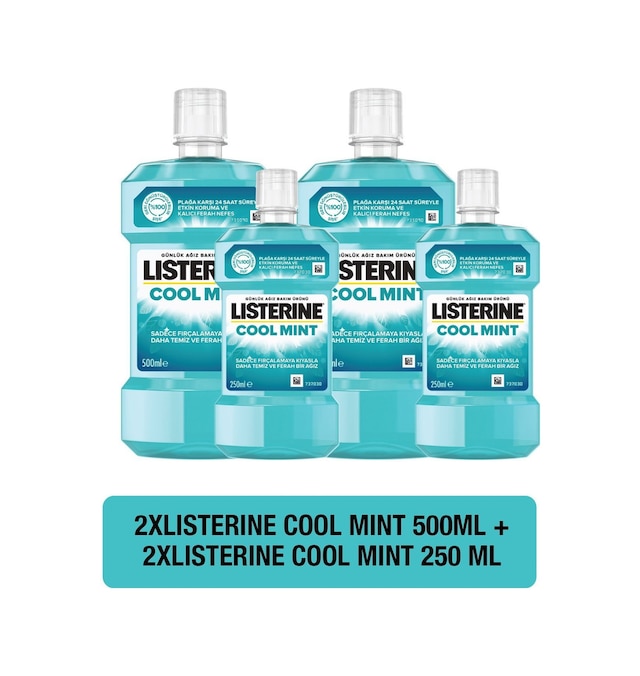 Listerine Cool Mint Ağız Bakım Suyu 2x500 ML + 2x250 ML