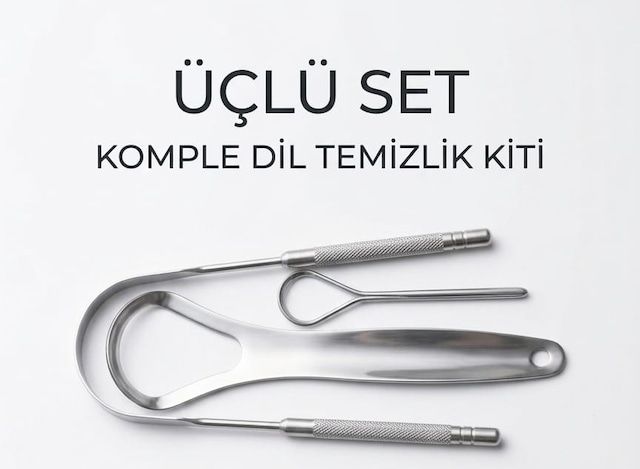 Paslanmaz Çelik Dil Temizleyici Ve Sıyırıcı 3 Parça Orta Sertlikte Fırça Kılı