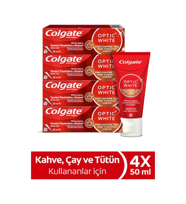 Colgate Optic White Kahve Çay Ve Tütün Kullanıcıları Için Diş Macunu 4x 50 ml