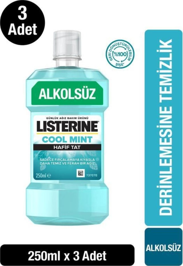 Listerine Cool Mint Hafif Tat Ağız Bakım Suyu 3 x 250 ML