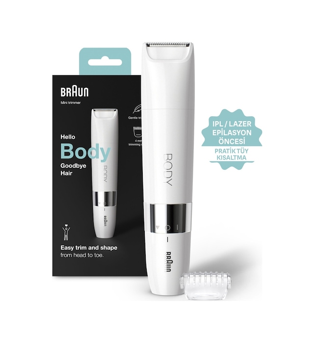 Braun Body Mini Trimmer BS1000 Islak & Kuru Vücut Tüy Kesme Makinesi + Pil + Temizleme Fırçası