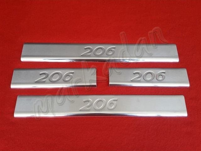 Markadan Peugeot 206 Krom Kapı Eşiği 1998-2012 4 Parça Paslanmaz