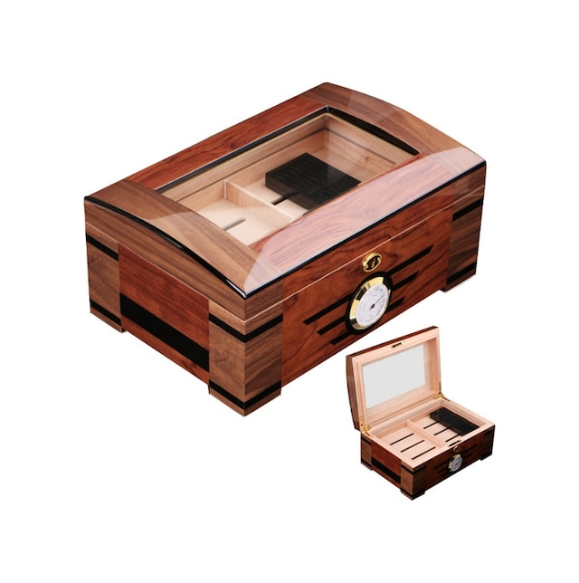 İtalyan Sediri 2 Katlı Camlı Özel Humidor Puro Kutusu ht82