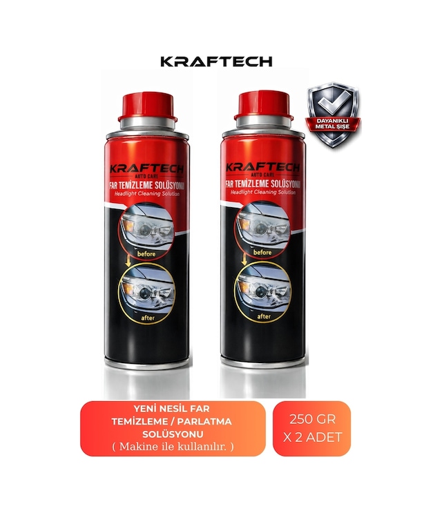 Kraftech Yeni Nesil Premium I Buharlı Far Temizleme Sıvısı Ve Parlatma Solüsyonu I Kloroform Uyumlu 2 X 250 G