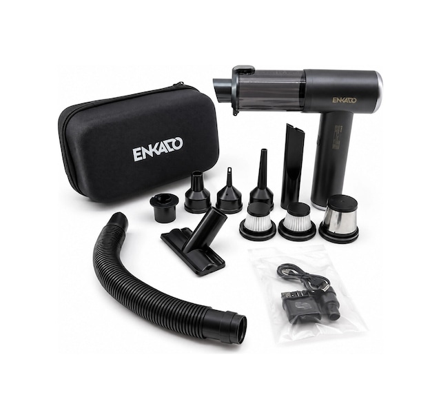 Oto Araç - 2ın1 Şarjlı 100w - 17000pa 9 Başlık - 3 Filtre El Tipi Basınçlı Hava Üfleme - Araç Süpürg