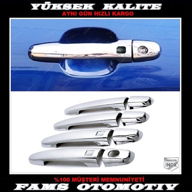 Famsotomotiv Toyota Uyumlu Auris Krom Kapı Kolu 4 Kapı 2007-2012 P. Çelik (Sensörlü)