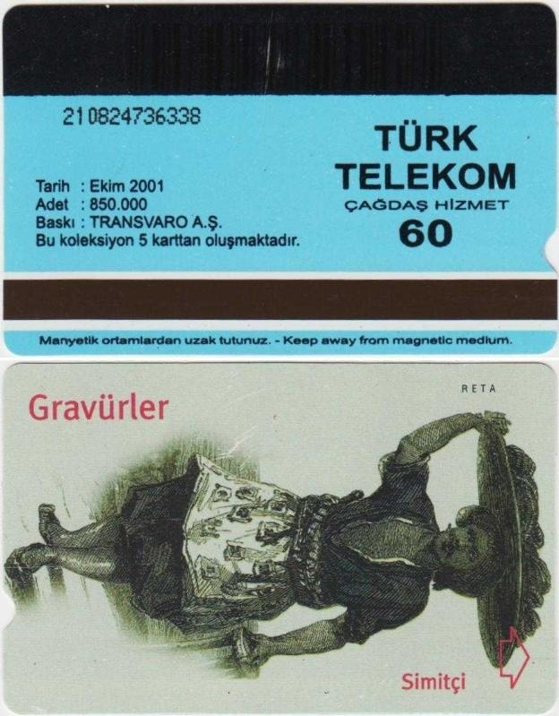 Gravürler - Simitçi Telefon Kartı 60 Kontör Türk Telekom. Ekim 2001. Teşhir Ürün