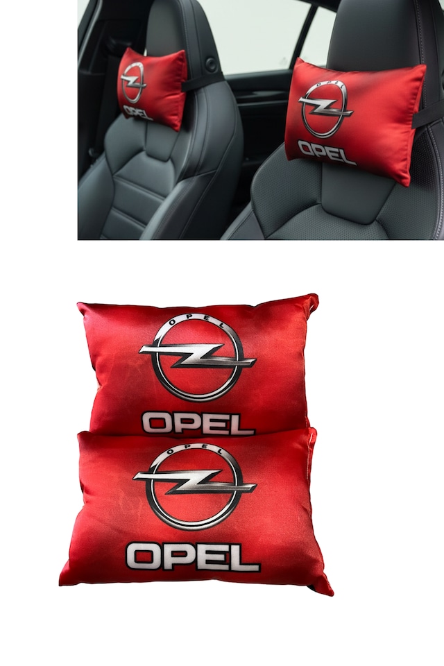 Opel Logolu Kırmızı Araç Seyahat Boyun Yastığı 2 Li Set Konforlu Ve Şık Kırmızı
