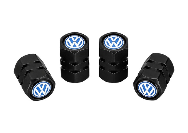 Volkswagen Logo Baskılı Universal Sibop Kapağı Seti - Siyah 4 Adet