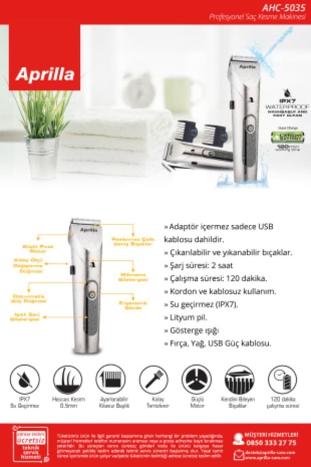 Ahc 5035 Tıraş Makinesi Profesyonel Şarjlı Erkek Saç Sakal Kesim