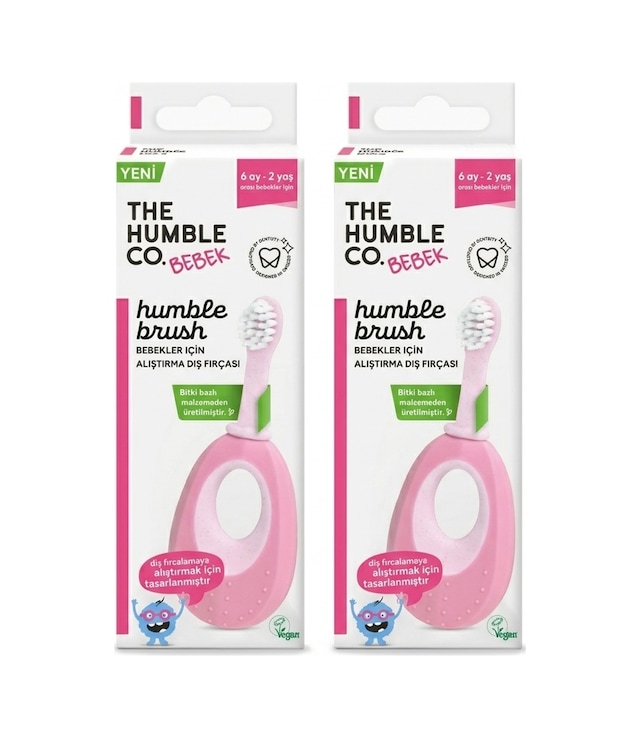 The Humble Co. Brush Baby Alıştırma Diş Fırçası - Pembe 2 Li Set