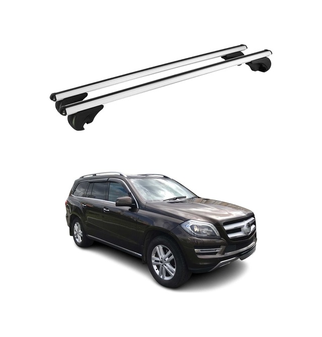 Mercedes Gl Serisi Gls X166 2012-2019 Arası Uyumlu Port Bagaj Taşıyıcı Ara Atkı Alüminyum Gümüş 2 Parça