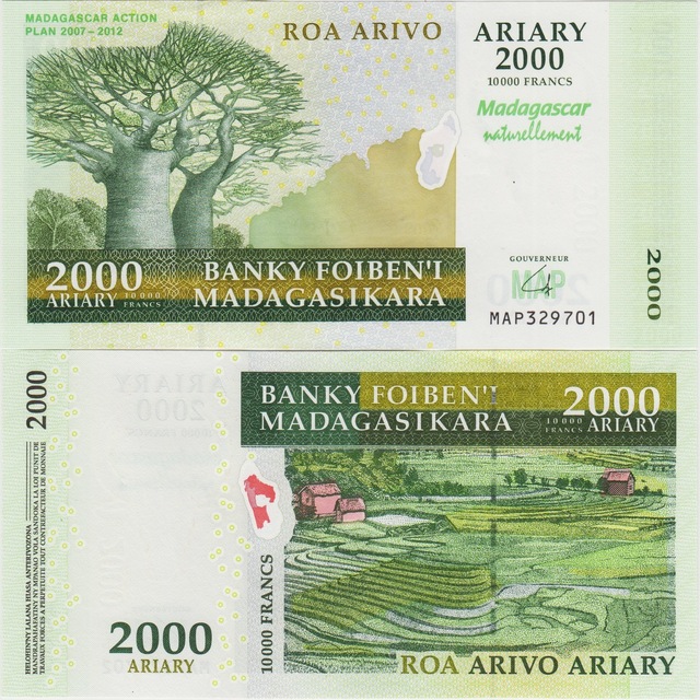 Madagaskar 2000 Ariary 2012 Çil.