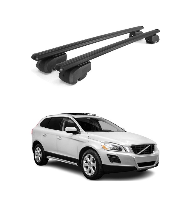 Volvo Xc60 I 2008-2017 Arası Uyumlu Port Bagaj Taşıyıcı Ara Atkı Alüminyum Siyah 2 Parça