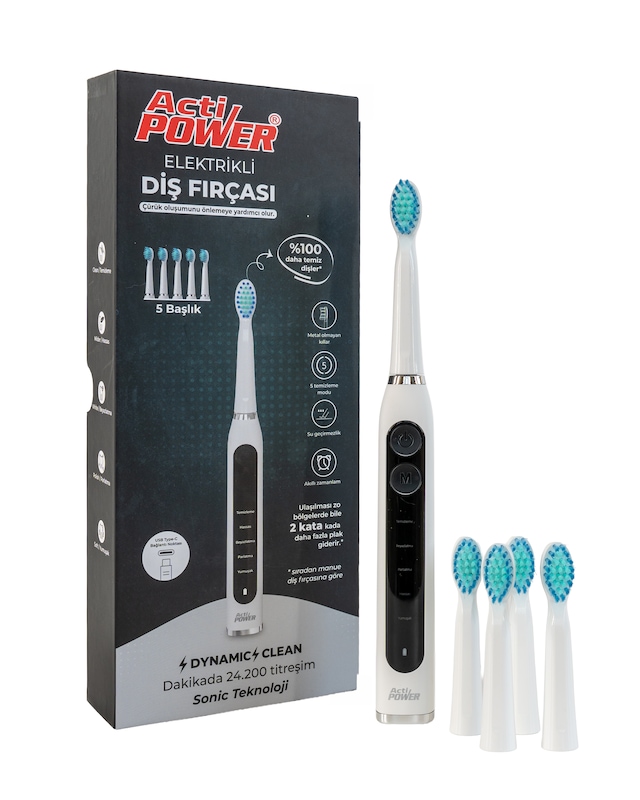 Acti Power Dynamic Clean Elektrikli Şarjlı Sonic Diş Fırçası + 5 Yedek Başlık