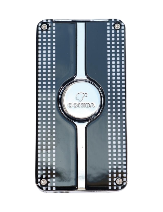 Cohiba 3 Torch Pürmüz Delicili Siyah Beyaz Nokta Desenli Metal Puro Çakmağı - Tr9487