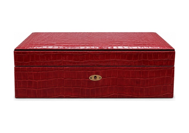 Cohiba Kırmızı Timsah Desenli Dışı Deri Humidor Puro Kutusu Tr9997