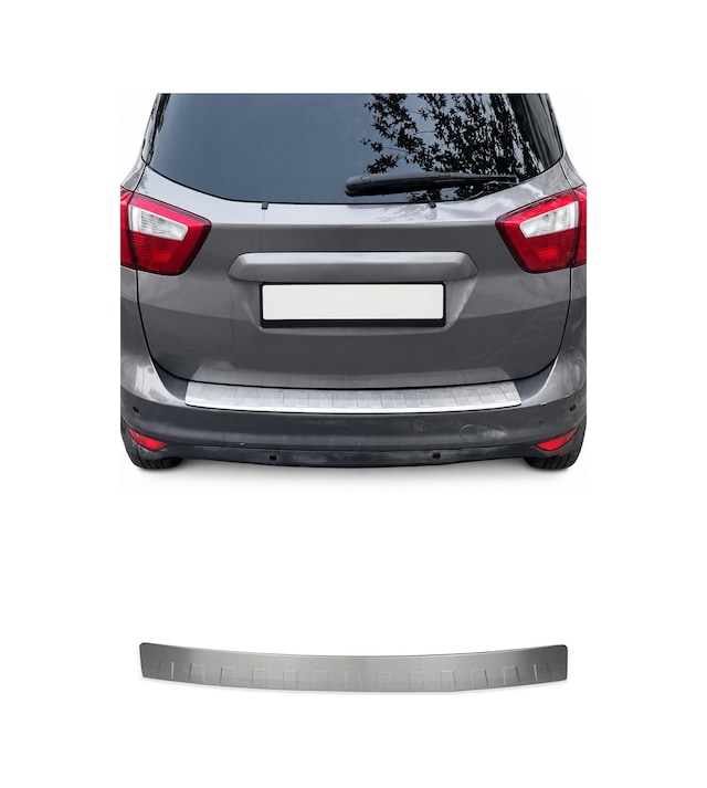 Ford C-max Iı / Grand C-max Iı 2010-2019 Uyumlu Krom Arka Tampon Eşiği Paslanmaz Çelik Taşlı Mat