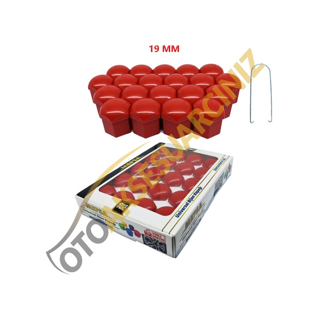 A Kalite Mefsa Bijon Kapağı Düz 19 Mm Kırmızı 20 Li Set