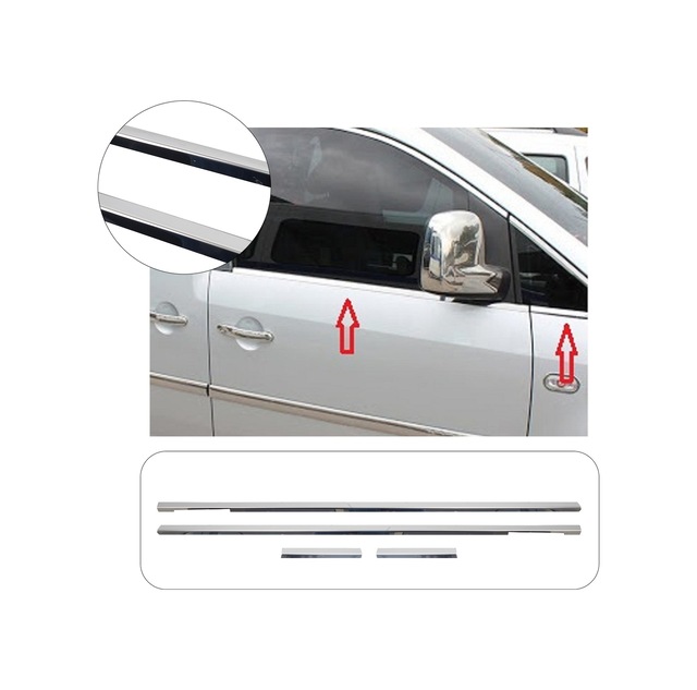 Volkswagen Caddy Uyumlu 2004-2014 Krom Cam Çıtası 4 Parça Paslanmaz Çelik