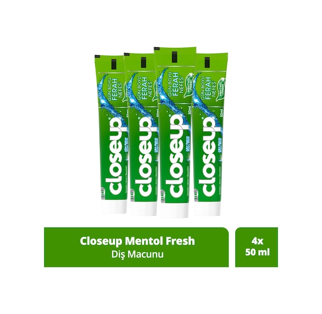 Close Up Diş Macunu Menthol Fresh Ağız Bakım Suyu Etkili 4 x 50 ML
