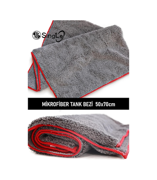 Mikrofiber Kırmızı Biyeli Oto Yıkama ,kurulama ,araba Tank Temizlik Bezi 50x70 Cm