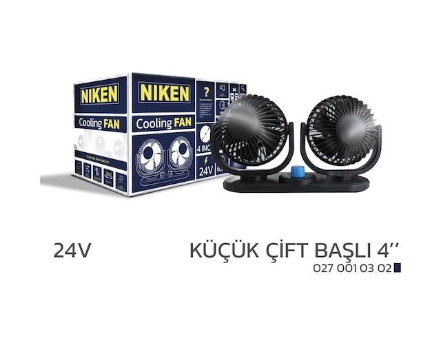 Araç Içi Vantilatör Küçük Çift Başlı 24v 4 İnç Üniversal Niken