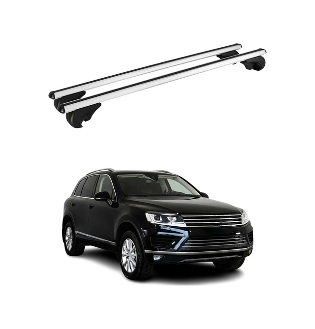 Vw Touareg Iı 2010-2018 Arası Uyumlu Port Bagaj Taşıyıcı Ara Atkı Alüminyum Gümüş 2 Parça