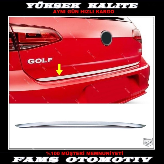 Vw Golf 7 Hb Krom Bagaj Alt Çıta 2012-2019 Paslanmaz Çelik
