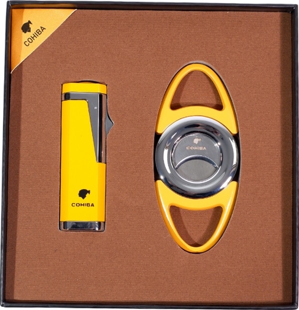 Cohiba Çakmak Kesici İkili Sarı Puro Seti - Tr9105