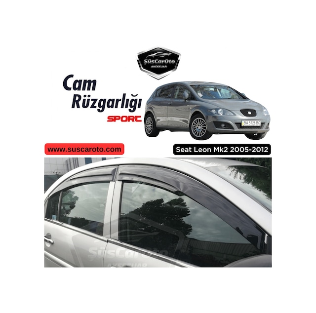 Seat Leon Mk2 2005-2012 Uyumlu Mugen Cam Rüzgarlığı Seti Piano Black 4'lü İthal Parlak Siyah 00 Şüscaroto Aksesuar