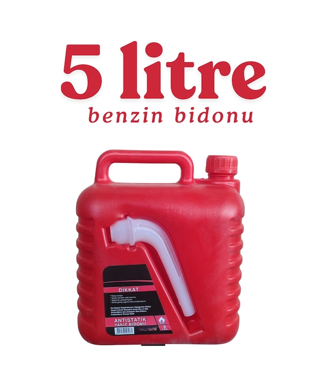 Klc 5l Statik Olmayan Boşaltma Borulu Kulplu Mazot Benzin Taşıma Akaryakıt Depolama Bidonu 5 Litre 5