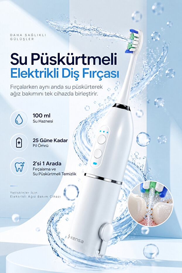Su Püskürtmeli Sonik Elektrikli Diş Fırçası Ve Hassas Diş Arası Temizleyicisi Şarjlı