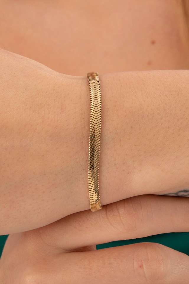 14 Ayar Altın İtalyan Balıksırtı Bileklik 4.20 Mm Sarı Altın
