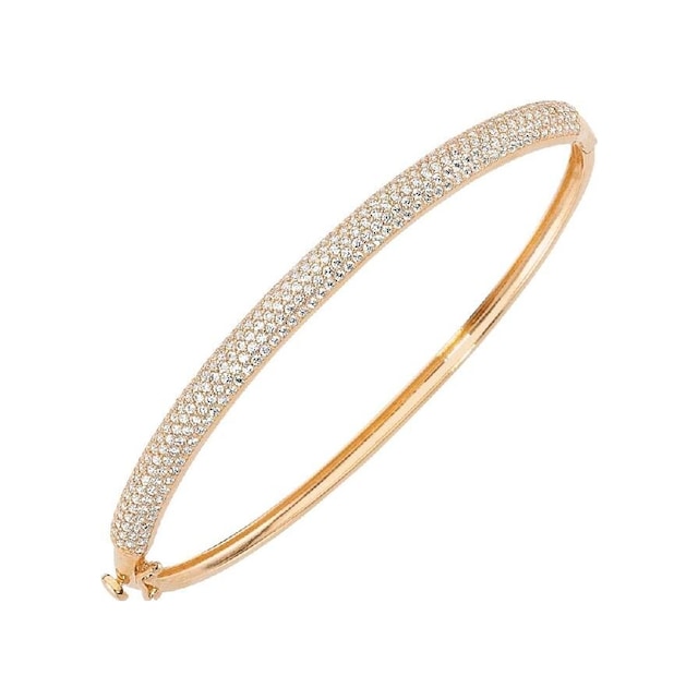 Sembolgold- Altın Rose Kelepçe 3 Sıra Taşlı Modeli