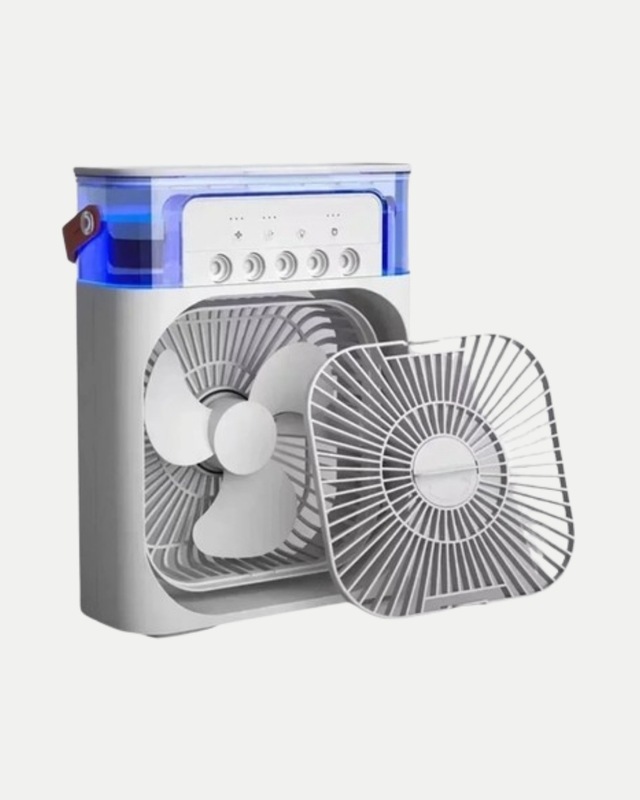 3 Ü - 405 - 1 Arada Mini Klima Fan Usb Şarjlı, 7 Renk Gece Lambalı - Kmrsfres - Ve Nemlendirici