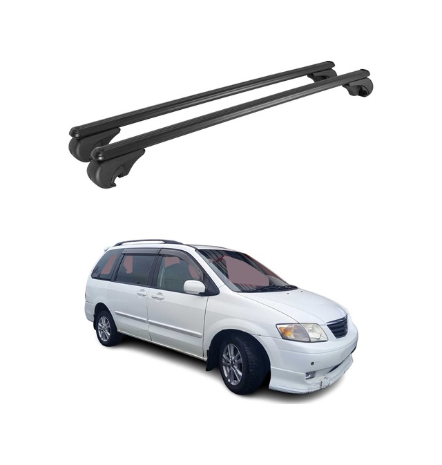 Mazda Mpv Lw 1999-2006 Arası Uyumlu Port Bagaj Taşıyıcı Ara Atkı Alüminyum Siyah 2 Parça
