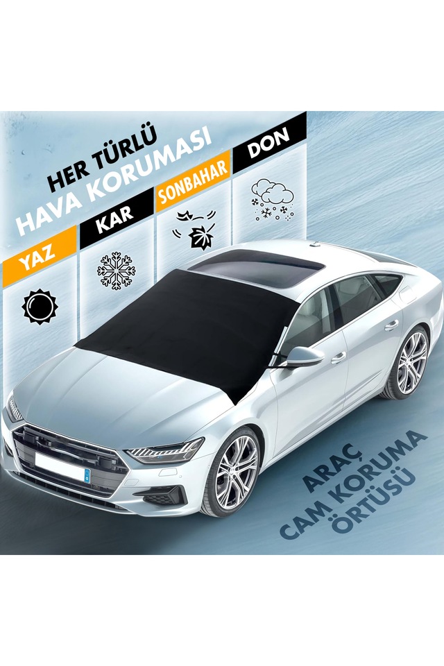 Otomobil Cam Koruyucu Güneşlik / Buz Ve Kar Önleyici Araç Ön Cam Örtüsü Brandası 165x130cm Gri 165x130