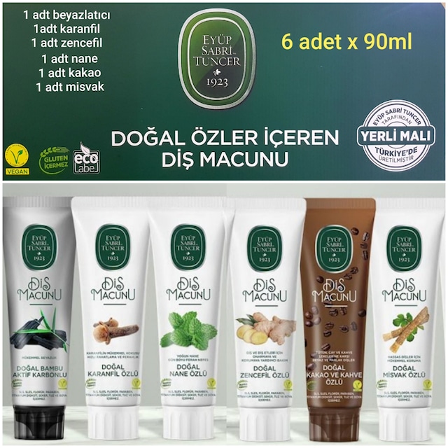 Eyüp Sabri Tuncer Doğal Karma Çeşit Diş Macunu 6 X 90 Ml Temel Bakım